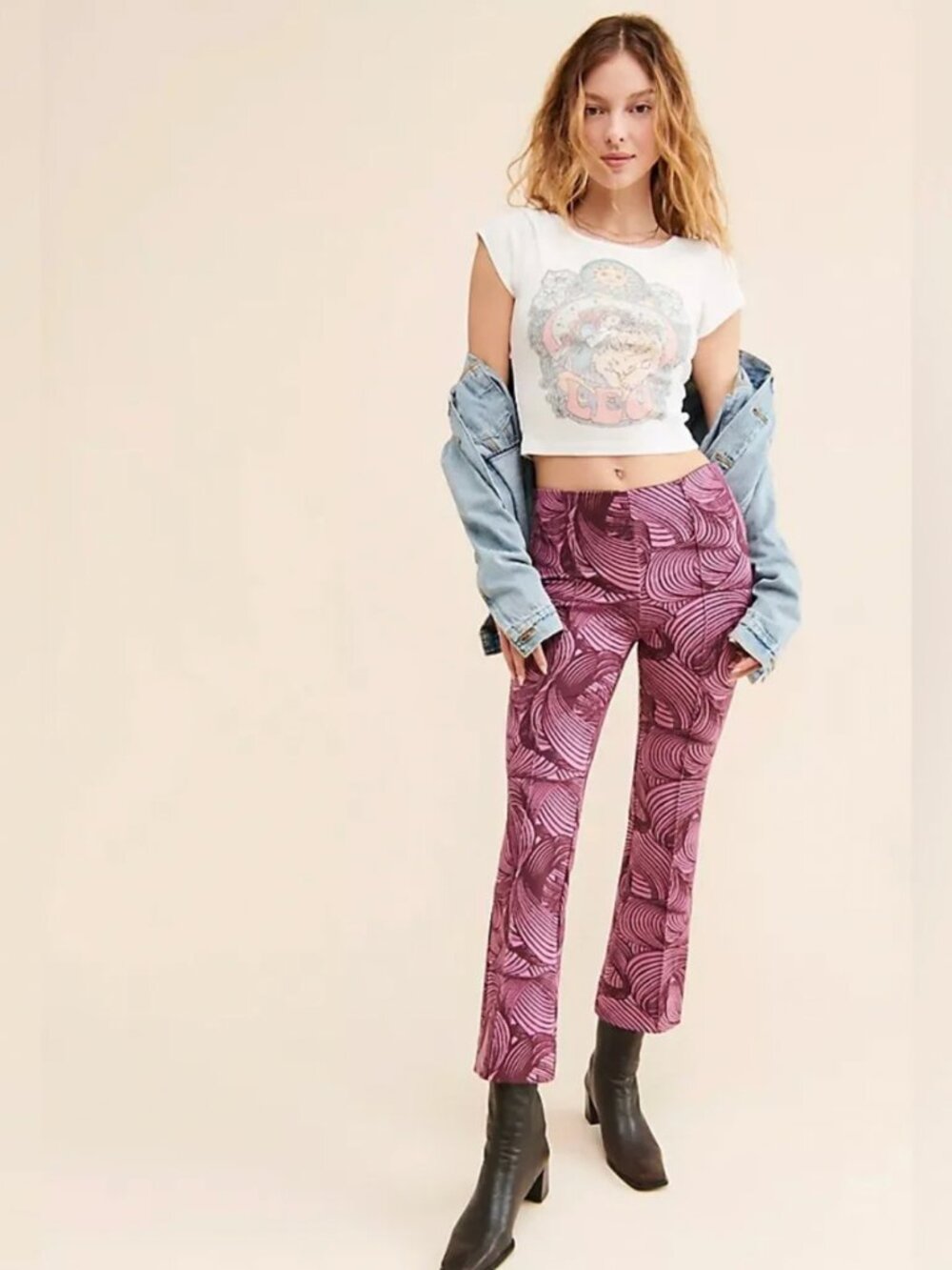 Maeve Anthropologie The Margot Kick Flare- Pink and Purple (S)
